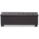 Roanoke Storage Ottoman Bench in Tufted Dark Gray Fabric